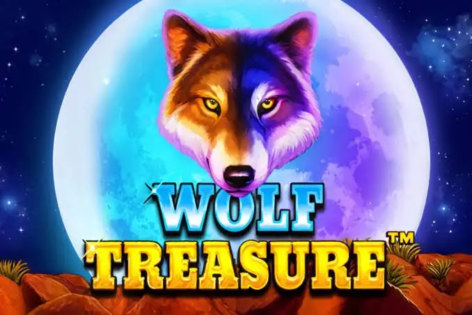 Wolf Treasure artwork by IGTech: a wolf over a full moon above red rocks